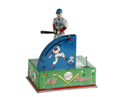Late 1950s early 1960s Vintage Tin Baseball Batter Toy